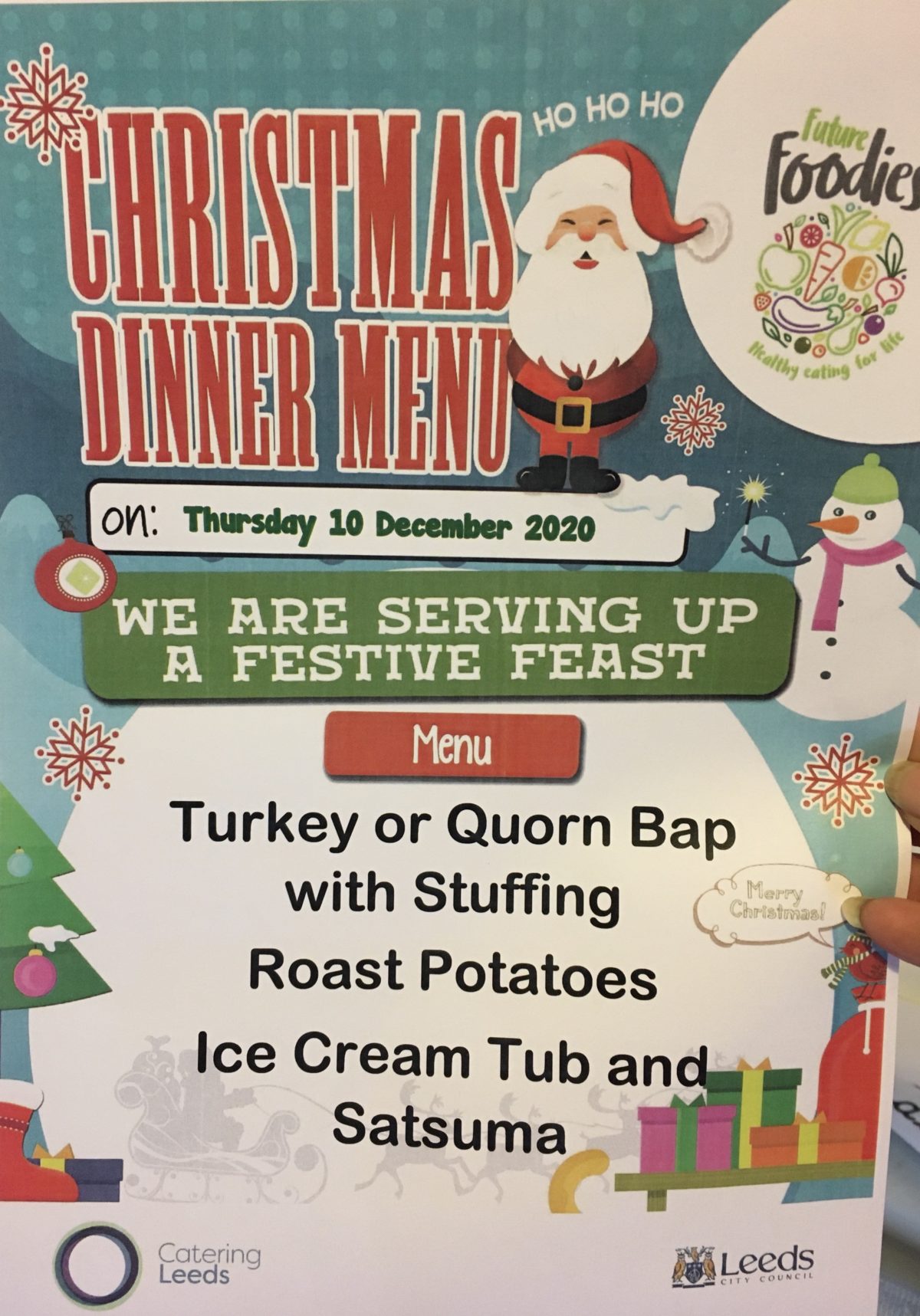 School menu change and Christmas meal Moortown Primary School, Leeds